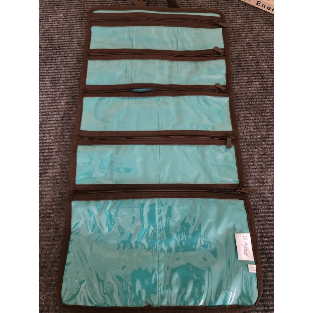 Thirty-One Sea Plaid Uptown Jewelry Bag Travel Cosmetic 12-Pocket Organizer - Picture 2 of 6